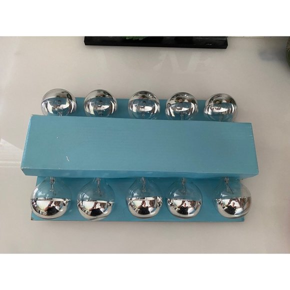 10Ct G Silver Coated Mercury Glass Type Ball String‎ Lights Indoor Outdoor New - Picture 2 of 16